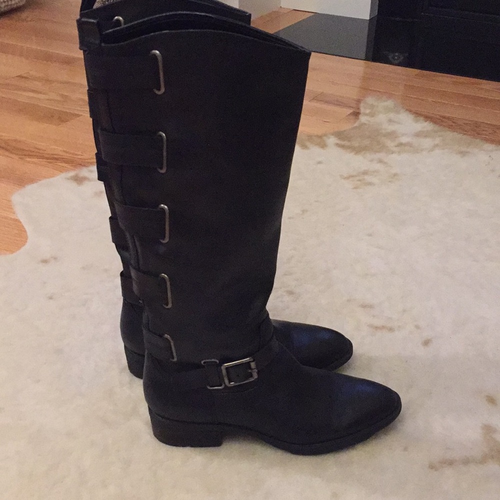 Black leather boots